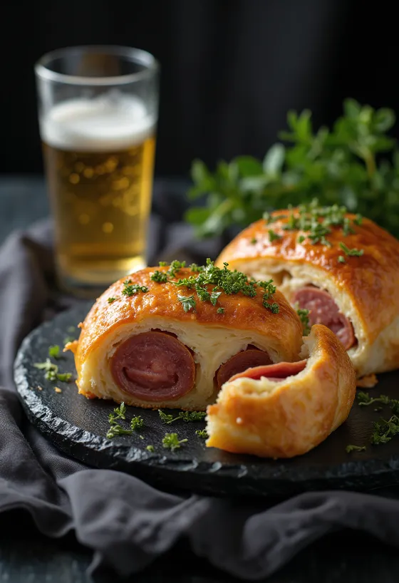 Salamla servis edilen, bol salamlı ve üzeri erimiş mozzarellalı, dışı çıtır içi yumuşak Stromboli.