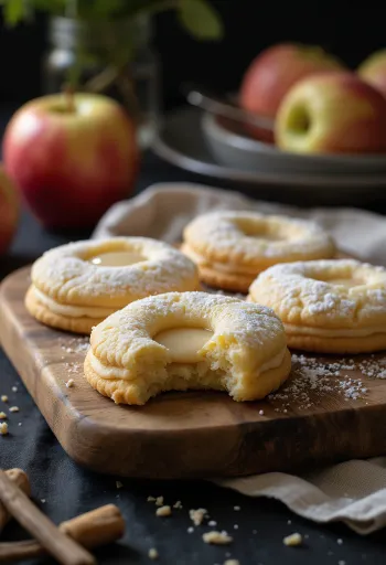 Elmalı ve vanilyalı linzer sunumu