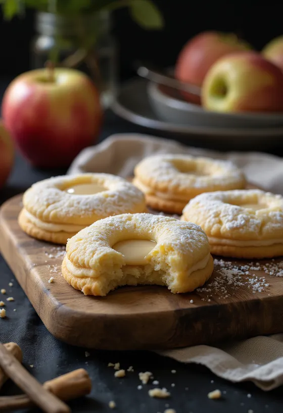 Elmalı ve vanilyalı linzer sunumu