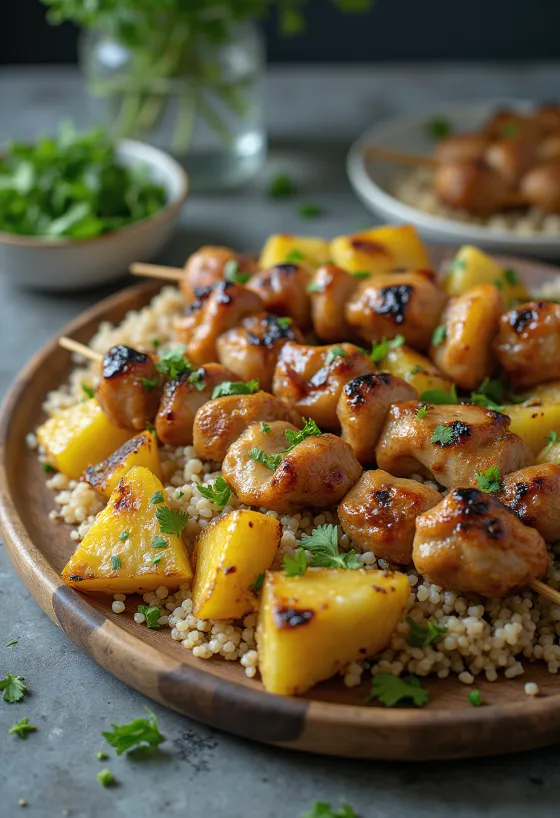 Izgara etler, ananas ve yoğurtlu sos ile Tatlı-Ekşi Kebap Varyasyonları