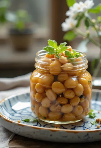 Kavanozda baharatlı natto turşusu