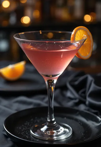 Portakal kabuğu ile süslenmiş Cosmopolitan kokteyli