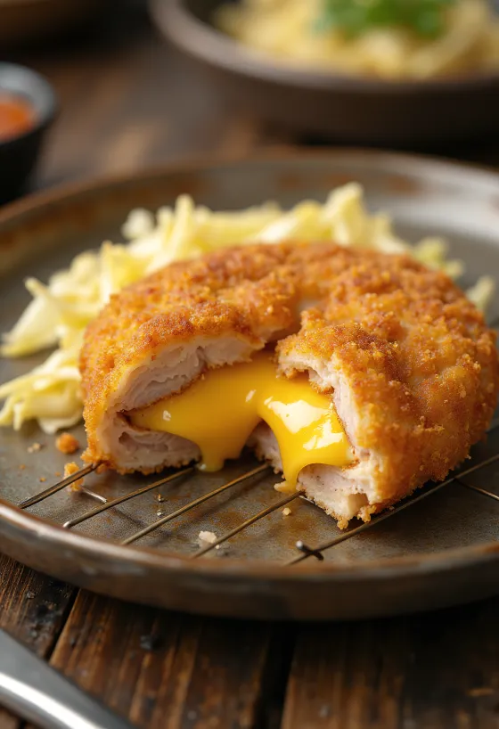 Peynirli Katsu, tonkatsu soslu peynir dolgulu çıtır pane domuz pirzola