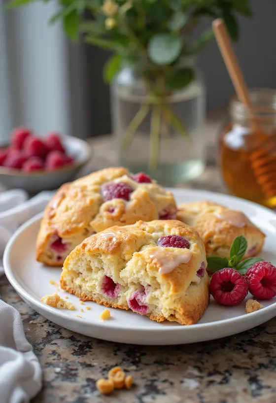 Taze pişmiş ahududulu ballı çörek