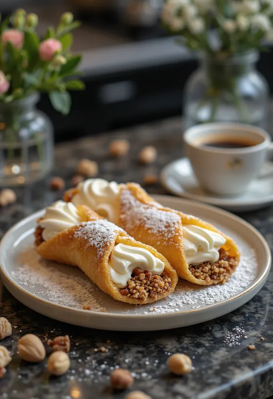 Fındık serpilmiş Cannoli