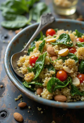 Ispanaklı sarımsaklı kinoa salatası