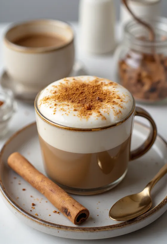 Kupada servis edilmiş baharatlı chai latte