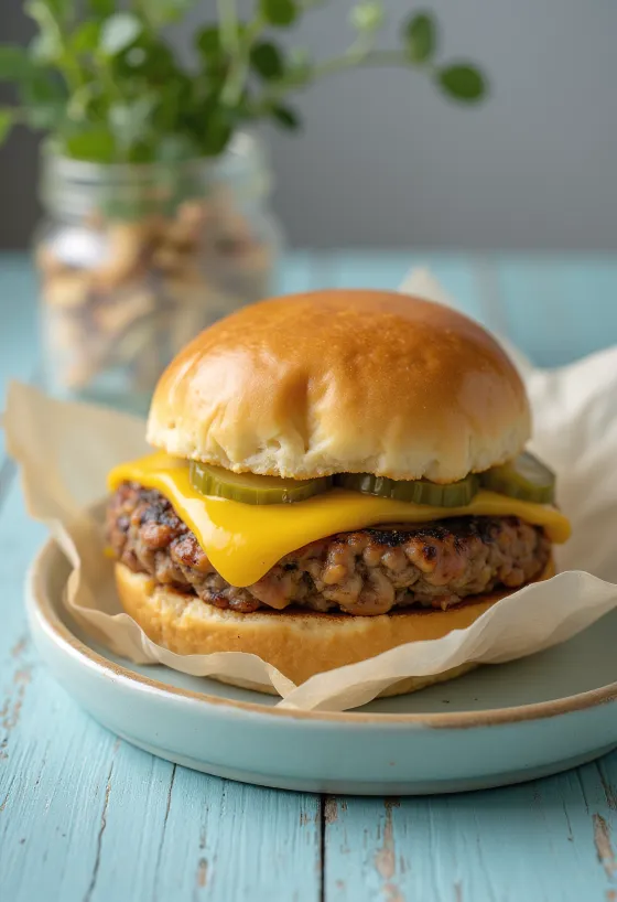 Taze sebzeli vegan peynirli burger