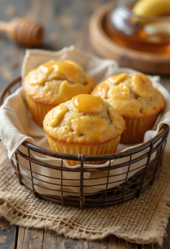Muzlu ballı muffin sunumu