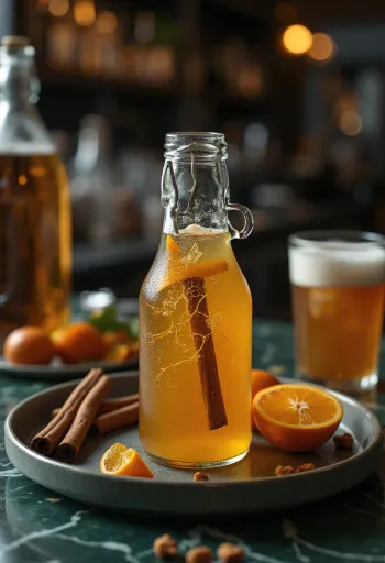 Şişede servis edilmiş baharatlı cider