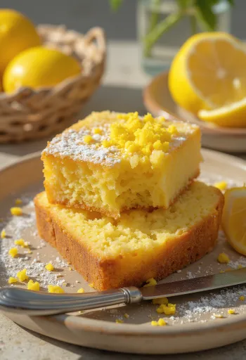 Taze limon dilimleri ile süslenmiş glutensiz limonlu pasta