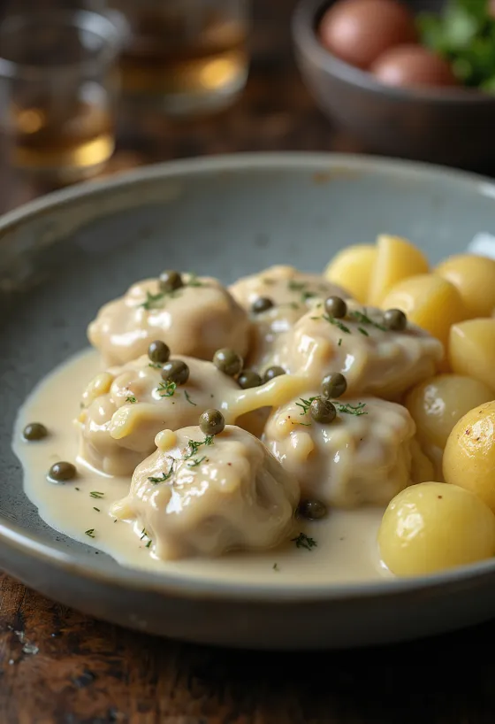 Kapari soslu servis edilen Königsberger Klopse