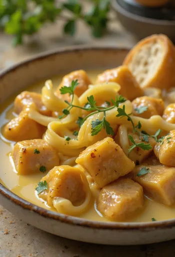 Domuz etli Olluquito, taze servis edilmiş, zengin baharatlı tatlarla