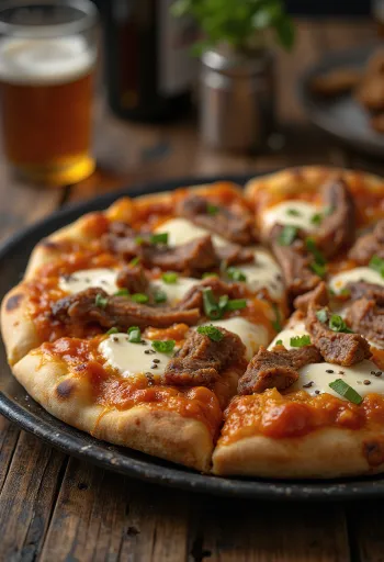 Dana etli ve gochujang soslu Korean Bulgogi Pizza