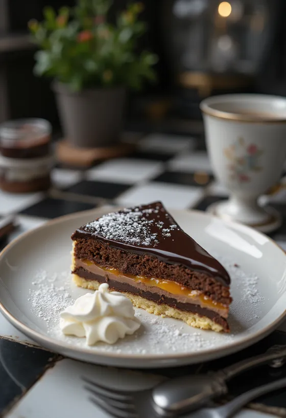 Servis edilmiş Sacher pastası