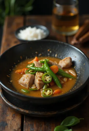 Masala ile Sinigang, baharatlı çorba, taze kişniş ile süslenmiş