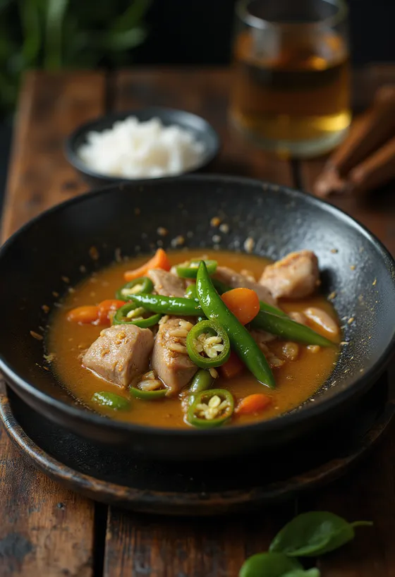 Masala ile Sinigang, baharatlı çorba, taze kişniş ile süslenmiş