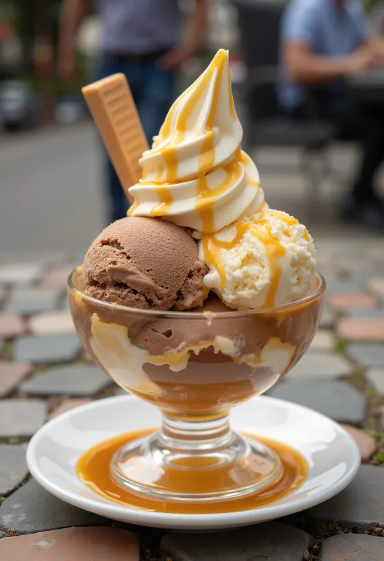 Baskin-Robbins Gold Medal Ribbon dondurması servis edilmiş