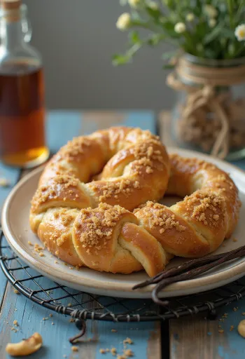 Servis edilmiş Bourbon vanilyalı pretzel