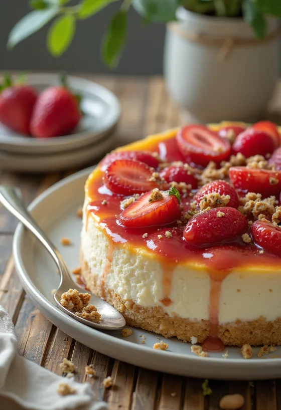 Taze meyvelerle glutensiz cheesecake
