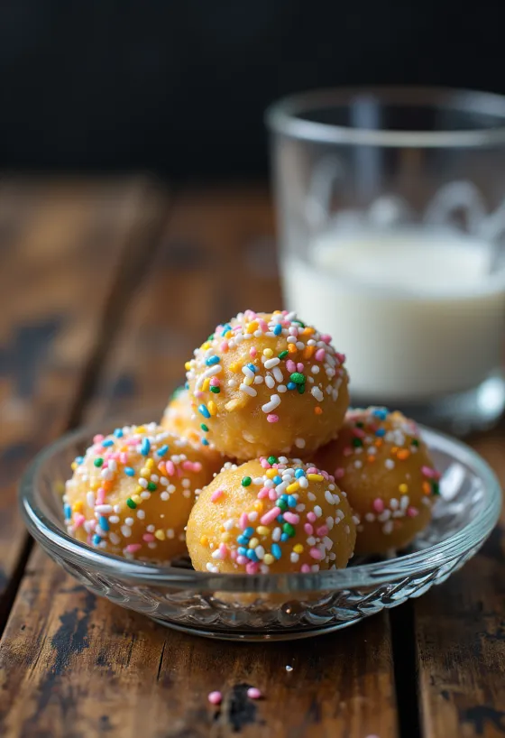 Renkli şekerlemelere bulanmış punç topları