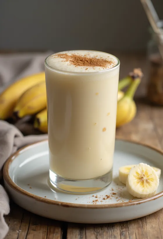 Buzlu ve tarçınlı muzlu lassi içeceği
