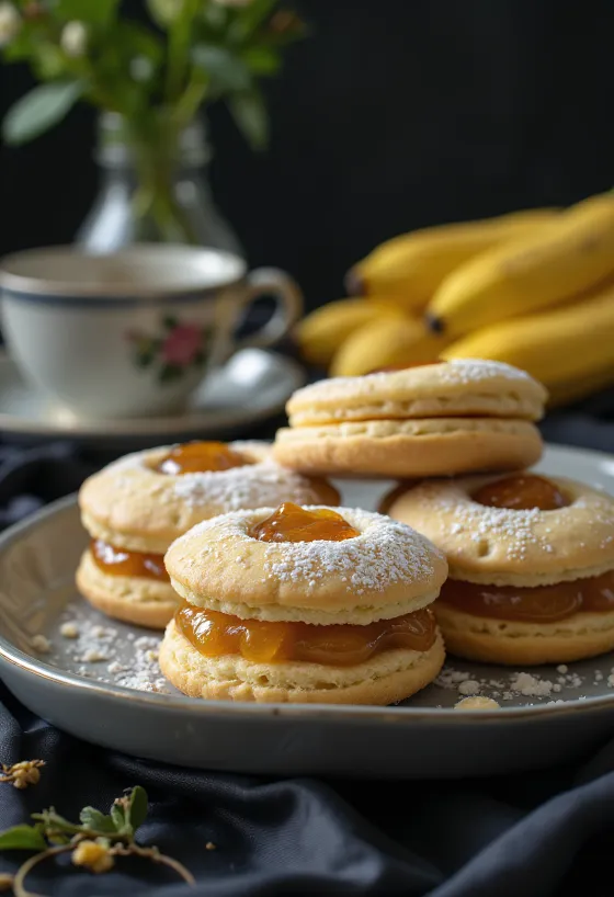 Limonlu muzlu linzer sunumu