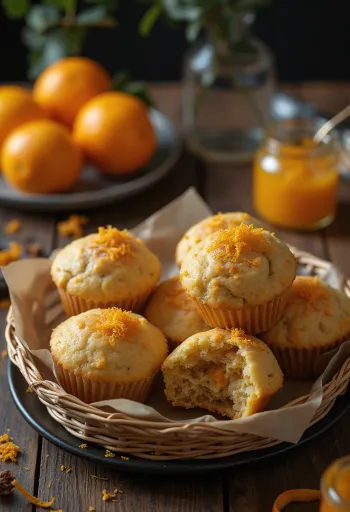 Servis edilen kestaneli portakallı muffin