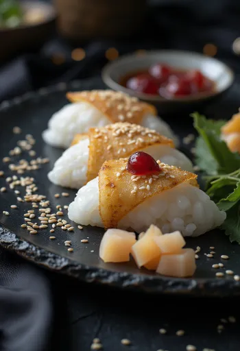 Salamura erik ve nori yosunu yaprakları ile Japon pirinç topu, Umeboshili Omusubi.