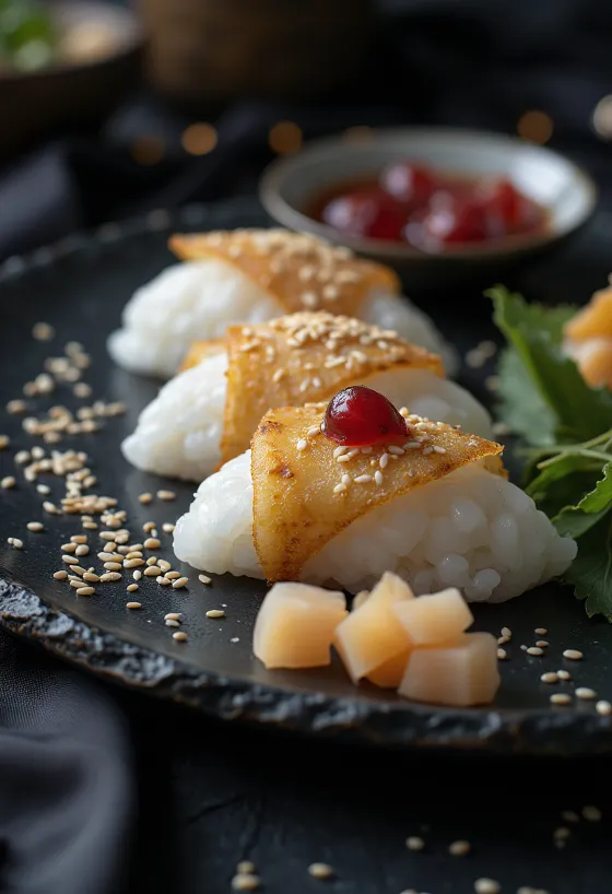 Salamura erik ve nori yosunu yaprakları ile Japon pirinç topu, Umeboshili Omusubi.