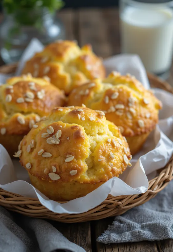 Servis edilmiş lor peynirli yulaflı muffin