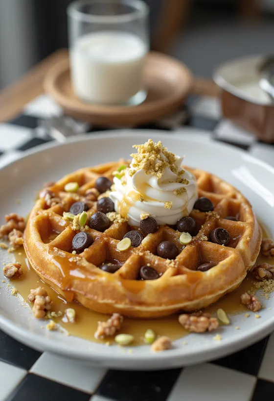 Servis edilmiş özel waffle