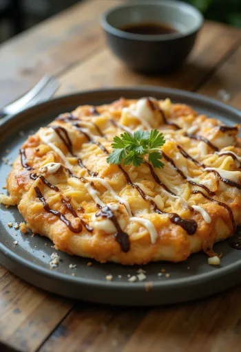 Lahana ve ton balığı rendeli Okonomiyaki pizza