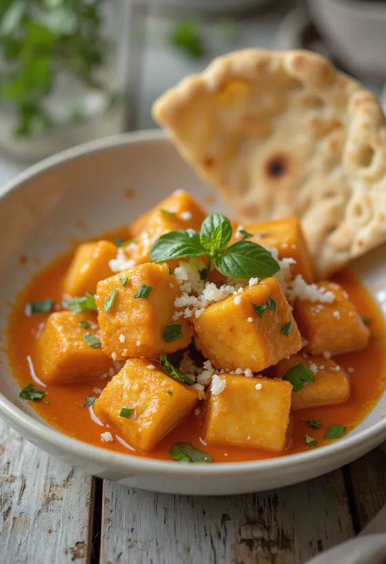 Tayland usulü soslu kızarmış tofu servisi