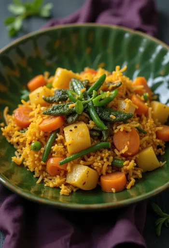 Havuçlu Avial, zengin sebzeler ve baharatlarla servis edilmiş