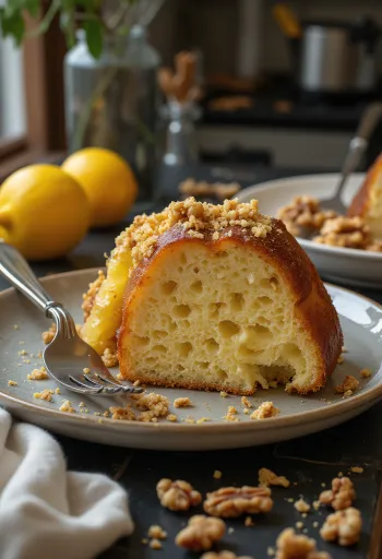 Limonlu cevizli kuglof sunumu