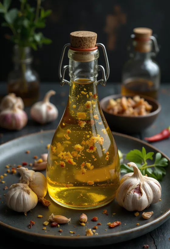 Servis edilmiş acılı sarımsaklı sos