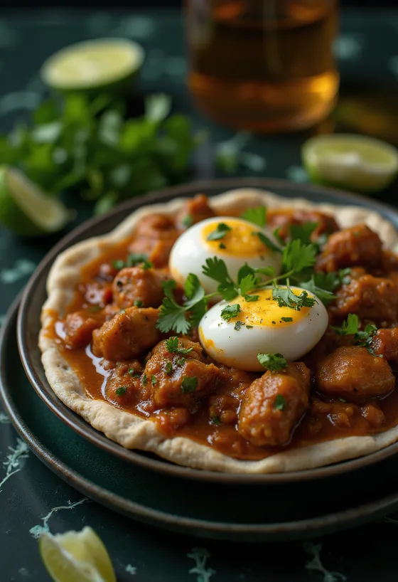 Servis edilmiş Doro Wat Etiyopya tavuk yahnisi