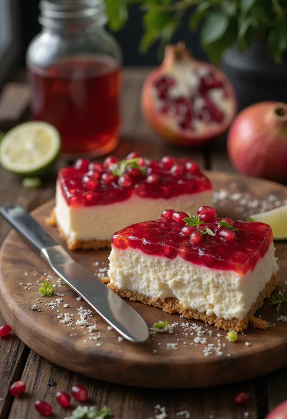 Süslemeli narlı cheesecake