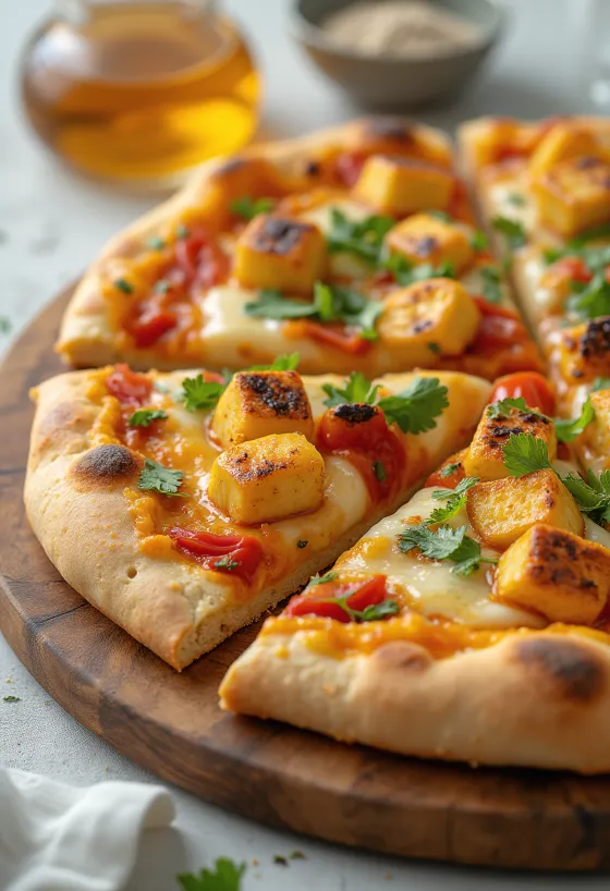 Yoğurt soslu ve sebzeli Paneer tikka pizza