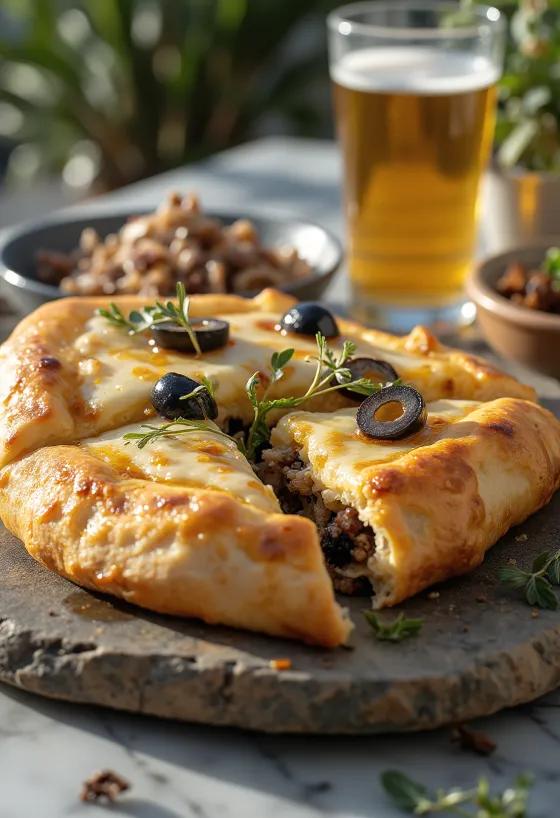 Ançüezli calzone altın renginde pişmiş