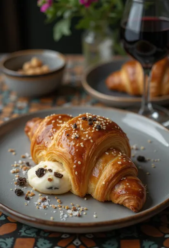 Trüflü kruvasan servis edilmiş