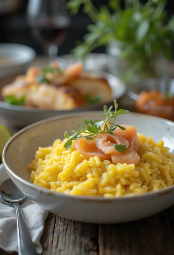 Kremalı Kedgeree, tütsülenmiş balık ve yumurta ile, iştah açıcı bir yemek