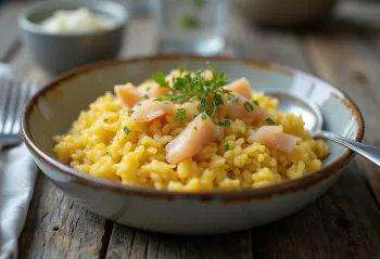 Kremalı Kedgeree, tütsülenmiş balık ve yumurta ile, iştah açıcı bir yemek