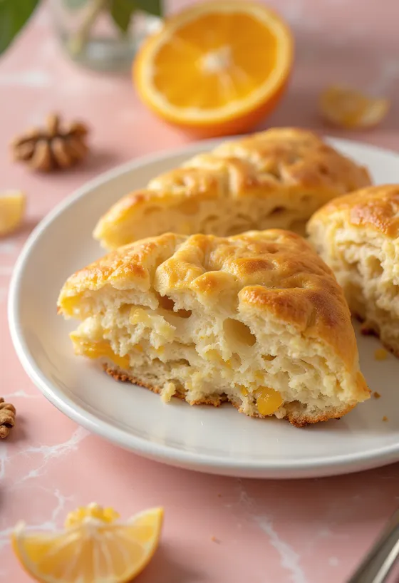 Servis edilmiş portakallı cevizli poğaça