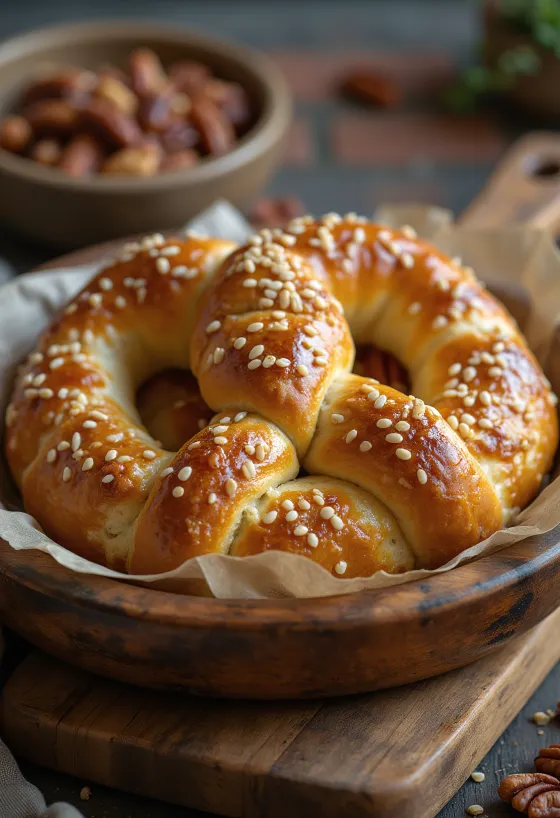 Pekan cevizli pretzel servisi