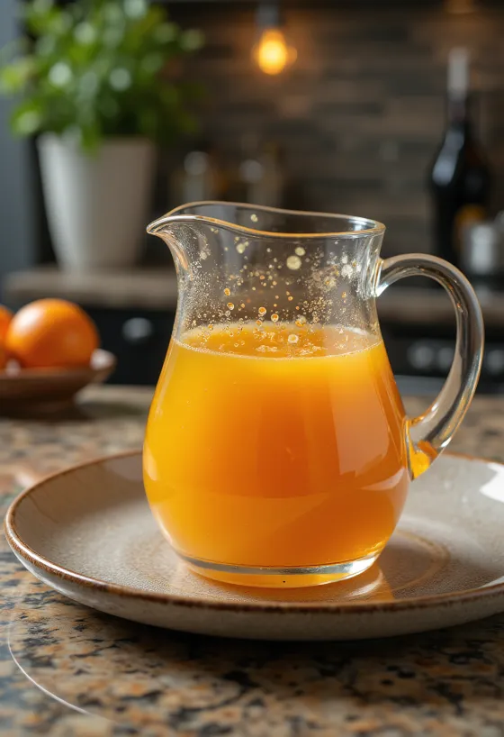 Servis edilmiş biberiyeli portakal sosu