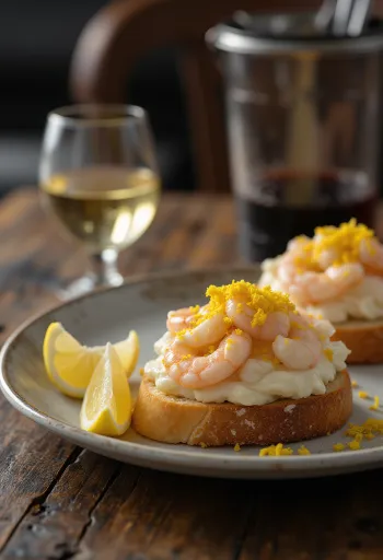 Karides, mayonez ve dereotu ile servis edilen Klasik Skagenröra