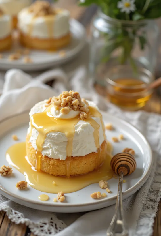 Zarif bir sunumla süzme yoğurtlu pasta