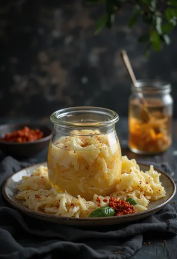 Tatlı-ekşi sauerkraut servis edilmiş